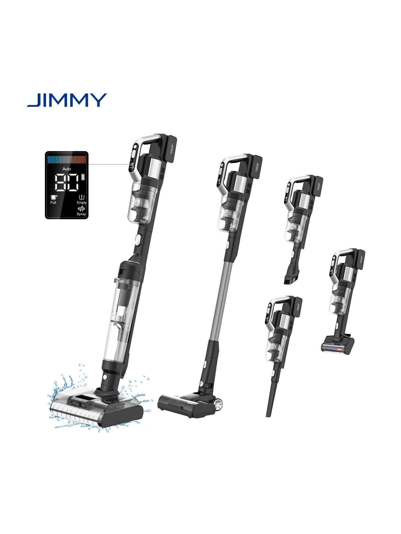 Jimmy Vacuum cleaner and washer | PW11 Pro Max-B | Cordless operating | Washing function | 460 W | 21.6 V | Operating time (max) 40-80 min | Black/Silver