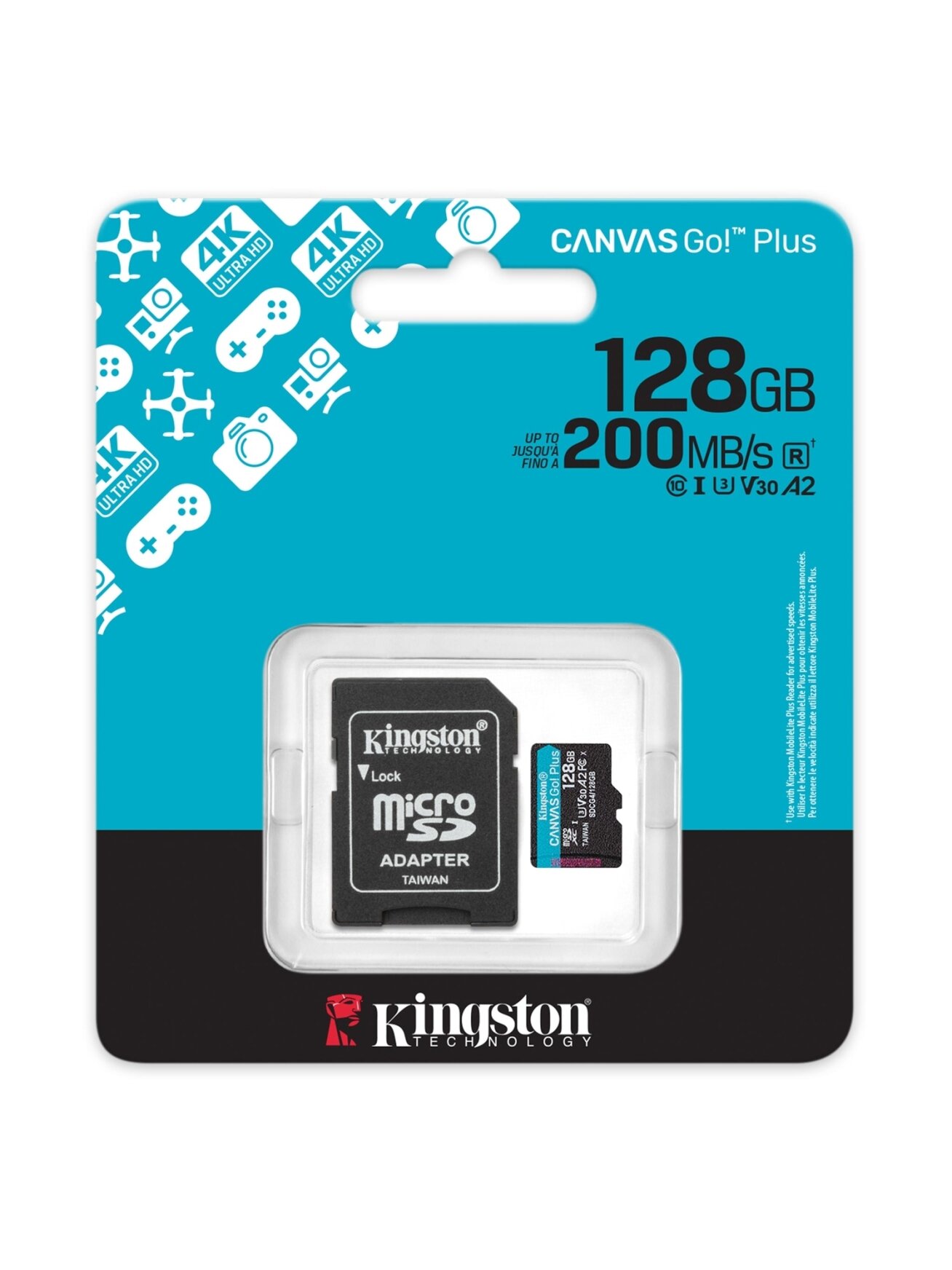 Kingston | Canvas Go! Plus | 128 GB | microSD | Flash memory class Class 10, UHS-I, U3, V30, A2 2