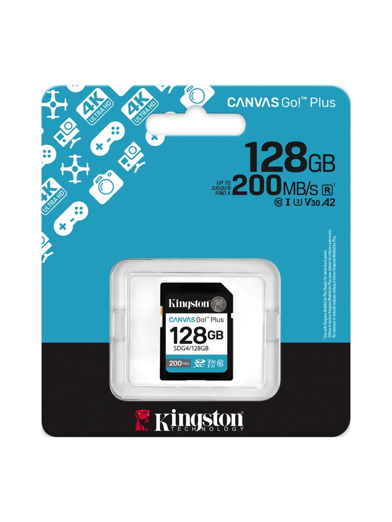 Kingston | Canvas Go! Plus | 128 GB | SD | Flash memory class Class 10, UHS-I, U3, V30 2 Kingston | Canvas Go! Plus | 128 GB | SD | Flash memory class Class 10, UHS-I, U3, V30 2