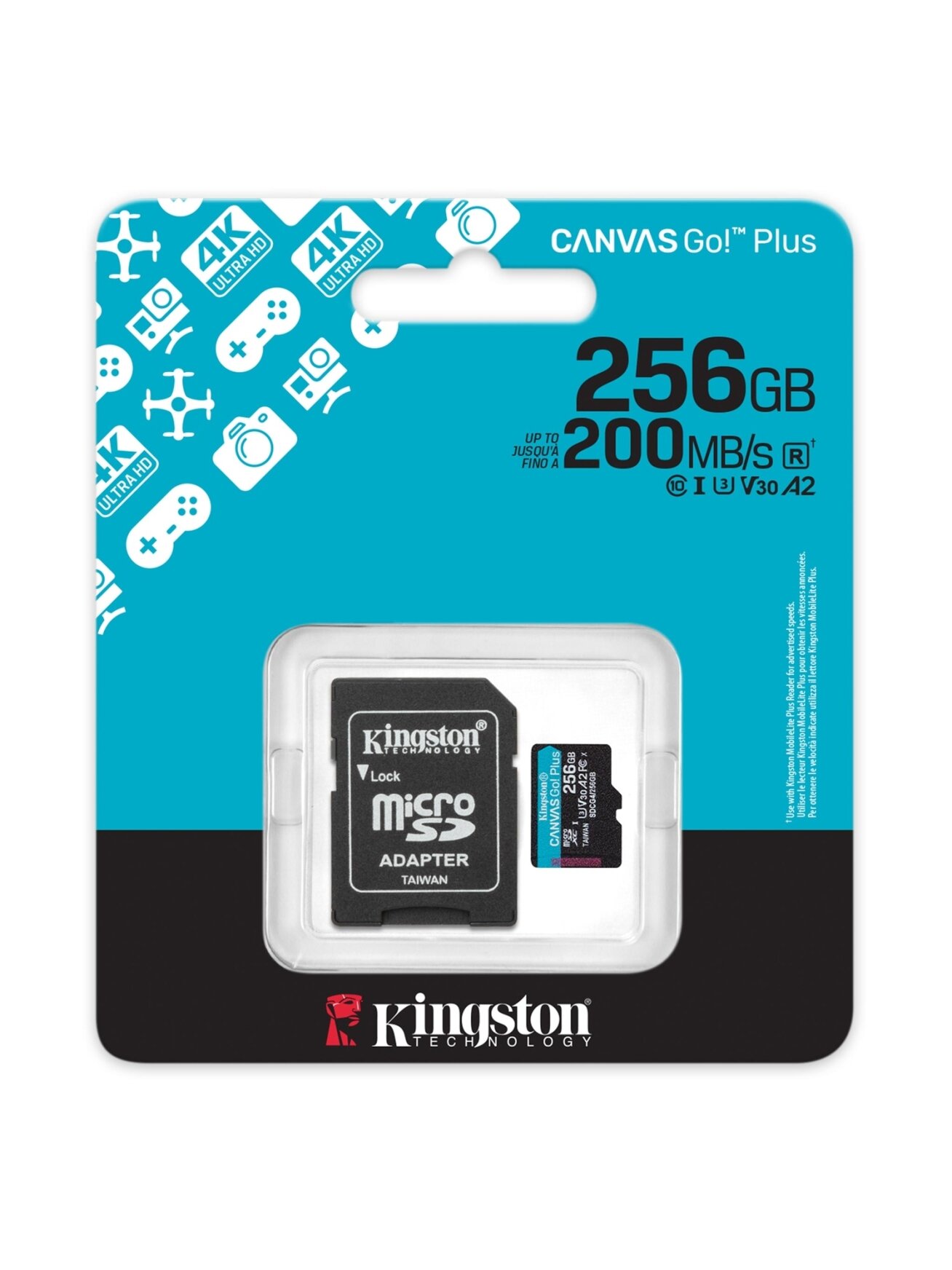 Kingston | Canvas Go! Plus | 256 GB | microSD | Flash memory class Class 10, UHS-I, U3, V30, A2 2