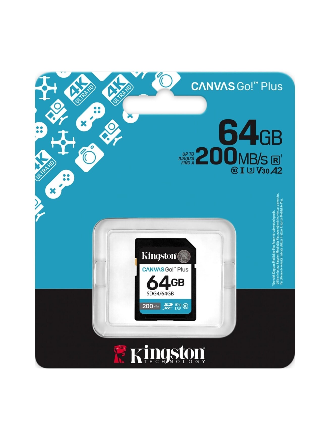 Kingston | Canvas Go! Plus | 64 GB | SD | Flash memory class Class 10, UHS-I, U3, V30 2 Kingston | Canvas Go! Plus | 64 GB | SD | Flash memory class Class 10, UHS-I, U3, V30 2