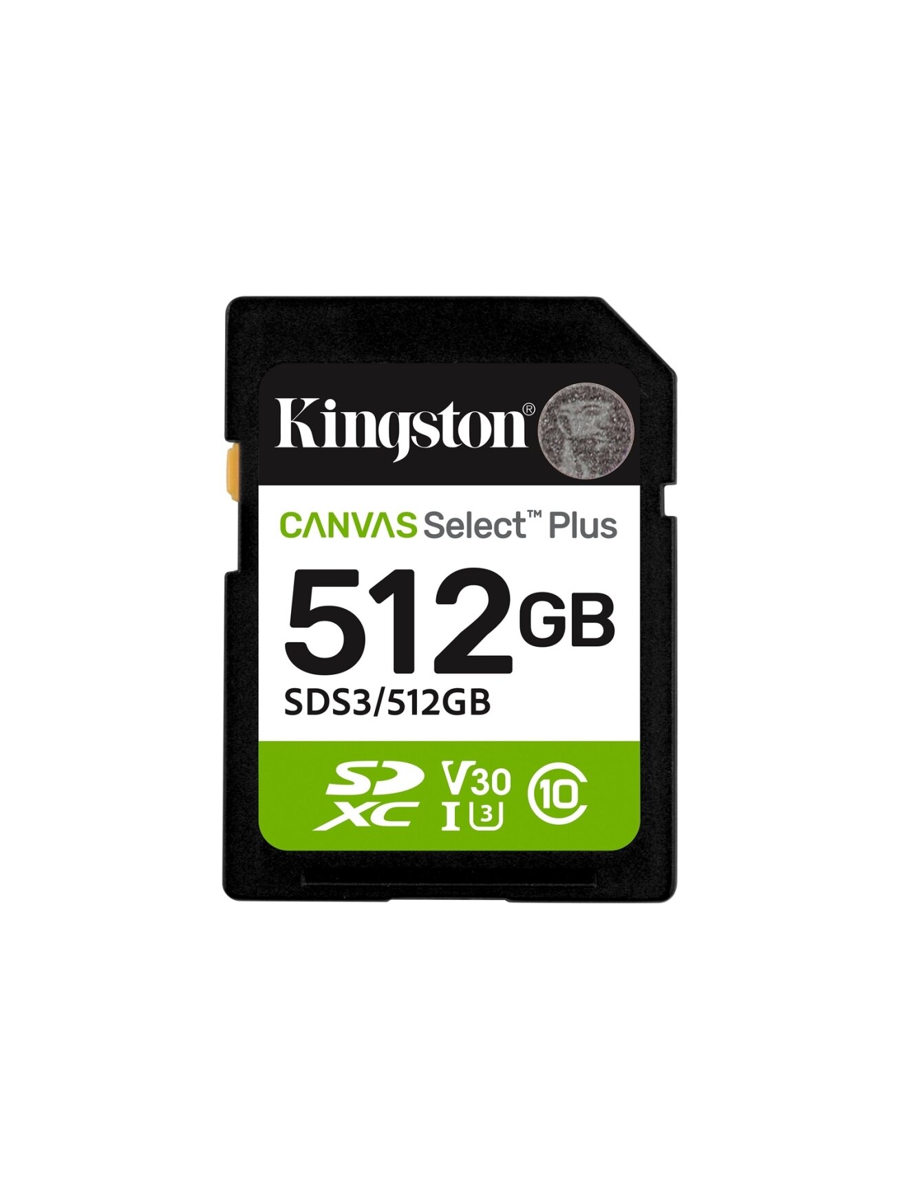 Kingston Canvas Select Plus | 512 GB | SD | Flash memory class Class 10, UHS-I, U1/U3, Video Class 10/30