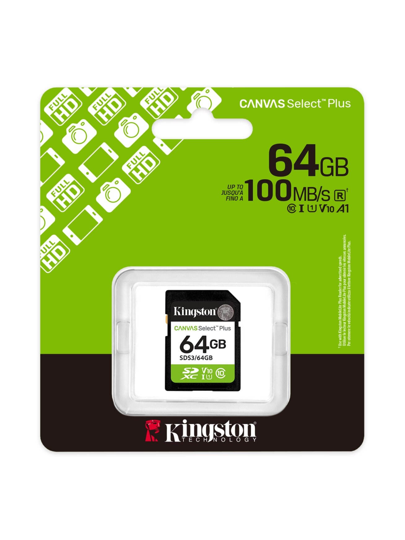 Kingston Canvas Select Plus | 64 GB | SD | Flash memory class Class 10, UHS-I, U1/U3, Video Class 10/30 2