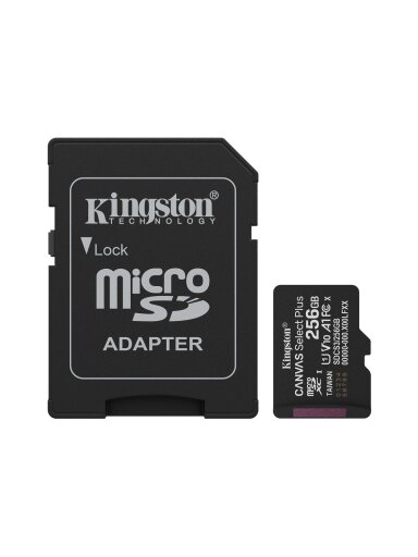 Kingston Canvas Select Plus | 256 GB | microSD | Flash memory class Class 10, UHS-I, U1/U3, video class 10/30, A1