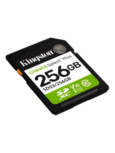 Kingston Canvas Select Plus | 256 GB | SD | Flash memory class Class 10, UHS-I, U1/U3, Video Class 10/30