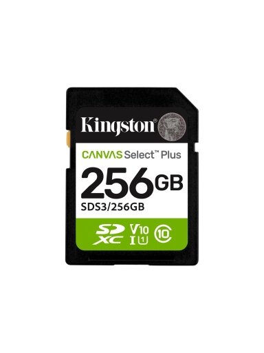 Kingston Canvas Select Plus | 256 GB | SD | Flash memory class Class 10, UHS-I, U1/U3, Video Class 10/30