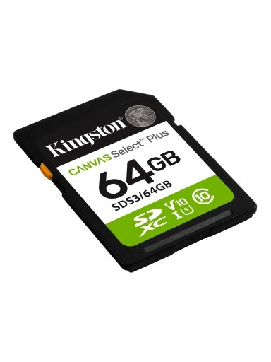 Kingston Canvas Select Plus | 64 GB | SD | Flash memory class Class 10, UHS-I, U1/U3, Video Class 10/30
