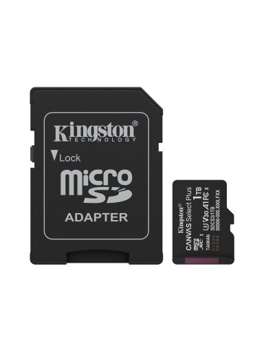 Kingston Memory card | Canvas Select Plus | 1000 GB | microSD | Flash memory class Class 10, UHS-I, U1/U3, video class 10/30, A1
