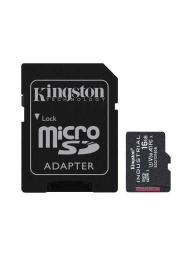 Kingston | UHS-I | 16 GB | microSDHC/SDXC Industrial Card | Flash memory class Class 10, UHS-I, U3, V30, A1 | SD Adapter