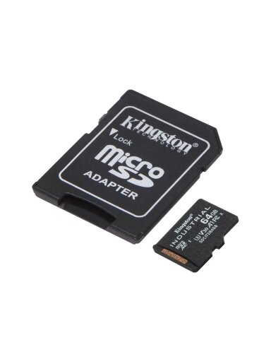 Kingston | UHS-I | 64 GB | microSDHC/SDXC Industrial Card | Flash memory class Class 10, UHS-I, U3, V30, A1 | SD Adapter Kingston | UHS-I | 64 GB | microSDHC/SDXC Industrial Card | Flash memory class Class 10, UHS-I, U3, V30, A1 | SD Adapter