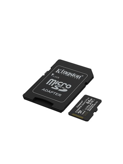 Kingston Canvas Select Plus | 64 GB | microSD | Flash memory class Class 10, UHS-I, U1/U3, video class 10/30, A1 1 Kingston Canvas Select Plus | 64 GB | microSD | Flash memory class Class 10, UHS-I, U1/U3, video class 10/30, A1 1