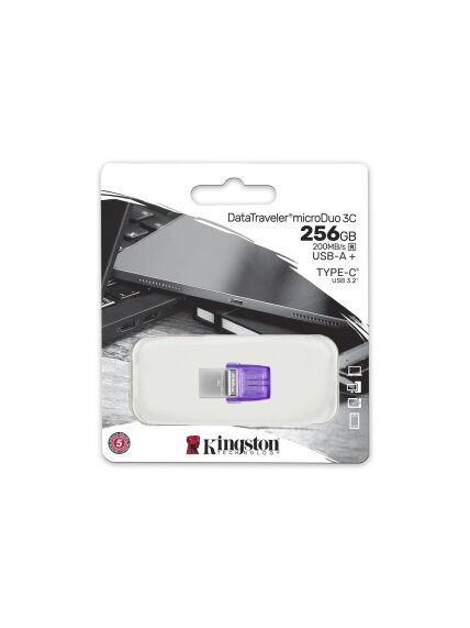 Kingston | DataTraveler | DT Micro Duo 3C | 256 GB | USB Type-C and Type-A | Purple 2 Kingston | DataTraveler | DT Micro Duo 3C | 256 GB | USB Type-C and Type-A | Purple 2