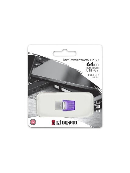 Kingston | DataTraveler | DT Micro Duo 3C | 64 GB | USB Type-C and Type-A | Purple 2 Kingston | DataTraveler | DT Micro Duo 3C | 64 GB | USB Type-C and Type-A | Purple 2