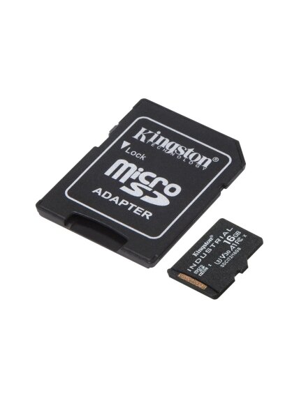 Kingston | UHS-I | 16 GB | microSDHC/SDXC Industrial Card | Flash memory class Class 10, UHS-I, U3, V30, A1 | SD Adapter 1 Kingston | UHS-I | 16 GB | microSDHC/SDXC Industrial Card | Flash memory class Class 10, UHS-I, U3, V30, A1 | SD Adapter 1