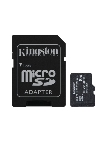 Kingston | UHS-I | 8 GB | microSDHC/SDXC Industrial Card | Flash memory class Class 10, UHS-I, U3, V30, A1 | SD Adapter