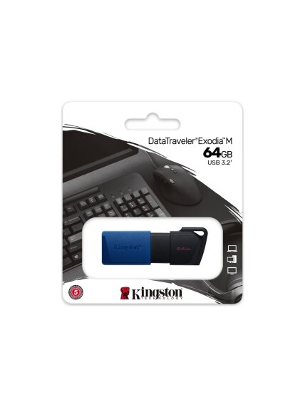 Kingston | USB 3.2 Flash Drive | DataTraveler Exodia M | 64 GB | USB 3.2 | Black/Blue 2 Kingston | USB 3.2 Flash Drive | DataTraveler Exodia M | 64 GB | USB 3.2 | Black/Blue 2
