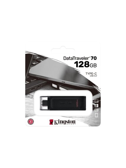 Kingston | USB Flash Drive | DataTraveler 70 | 128 GB | USB 3.2 Gen 1 Type-C | Black 1 Kingston | USB Flash Drive | DataTraveler 70 | 128 GB | USB 3.2 Gen 1 Type-C | Black 1
