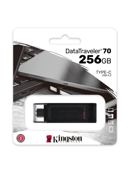 Kingston | USB Flash Drive | DataTraveler 70 | 256 GB | USB 3.2 Gen 1 Type-C | Black 2 Kingston | USB Flash Drive | DataTraveler 70 | 256 GB | USB 3.2 Gen 1 Type-C | Black 2