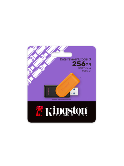 Kingston USB Flash Drive | DataTraveler Exodia S | 256 GB | USB 3.2 Gen 1 | Black/Orange 2
