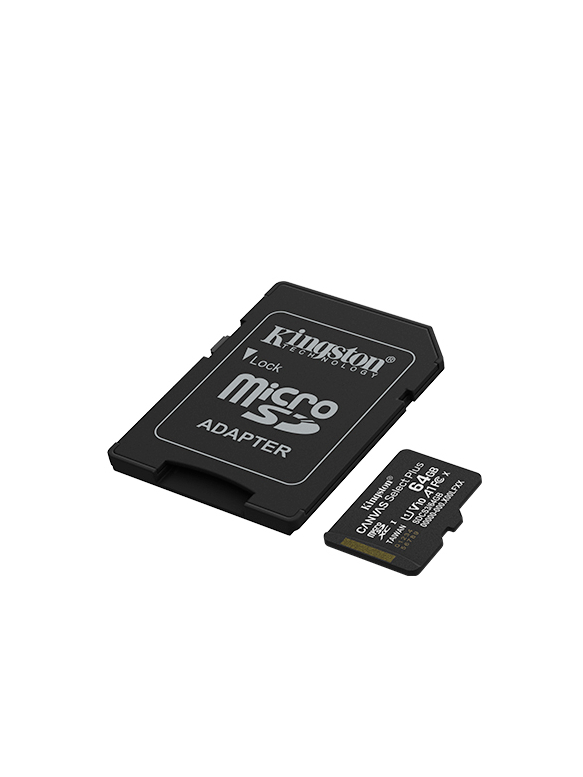 Kingston Canvas Select Plus | 64 GB | microSD | Flash memory class Class 10, UHS-I, U1/U3, video class 10/30, A1 1 Kingston Canvas Select Plus | 64 GB | microSD | Flash memory class Class 10, UHS-I, U1/U3, video class 10/30, A1 1