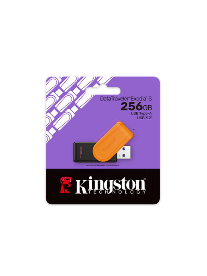 Kingston USB Flash Drive | DataTraveler Exodia S | 256 GB | USB 3.2 Gen 1 | Black/Orange 2