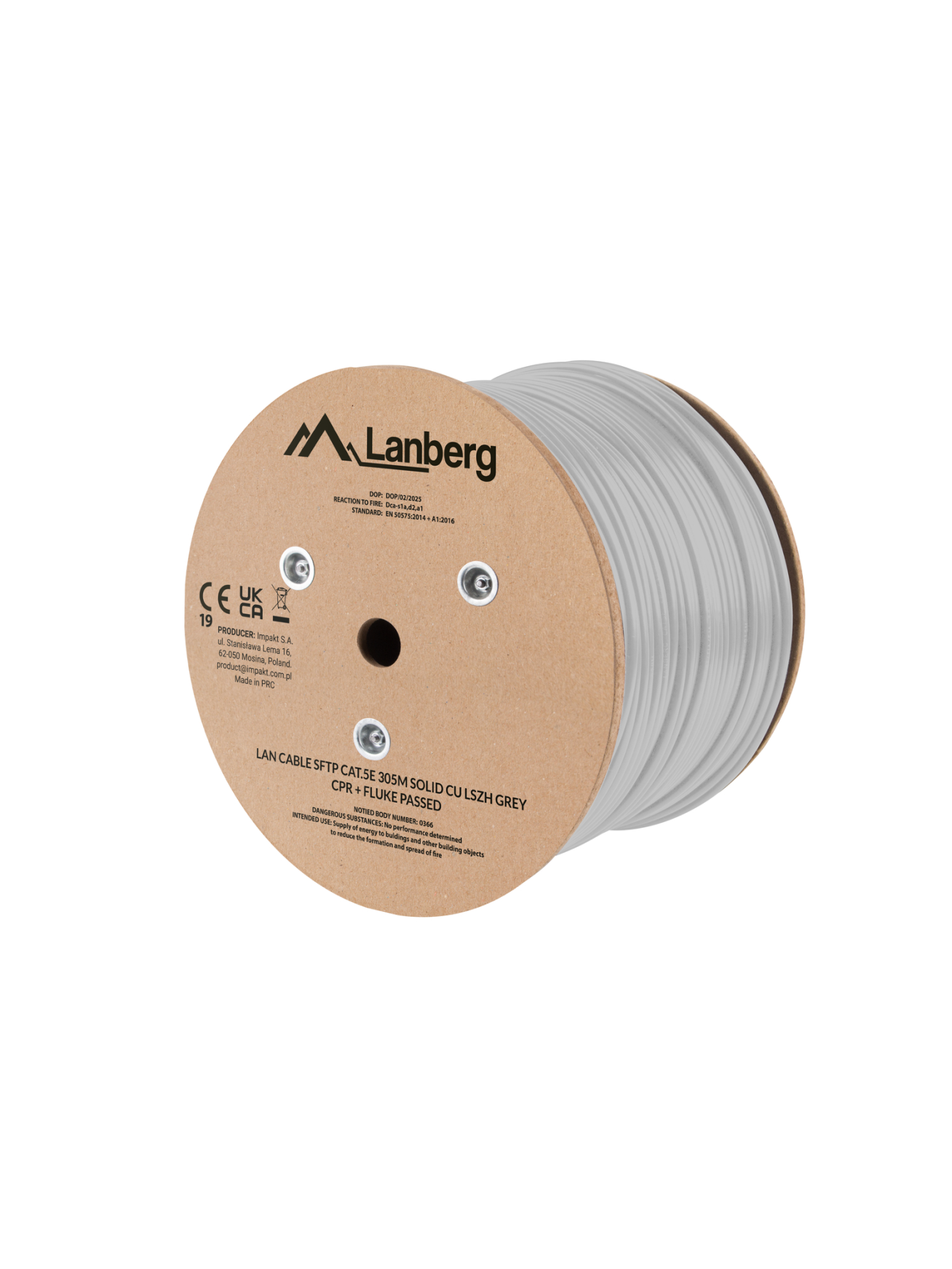 Lanberg Lan Cable Cat.5e SFTP 305M Solid CU LSZH Grey CPR+ Fluke Passed | LCS5L-11CU-0305-S 1 Lanberg Lan Cable Cat.5e SFTP 305M Solid CU LSZH Grey CPR+ Fluke Passed | LCS5L-11CU-0305-S 1
