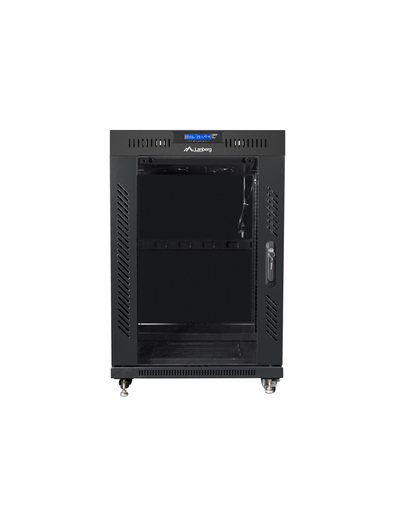 Lanberg | Rack cabinet 19" free-standing 15U/600x800 (flat pack) with glass door, LCD | FF01-6815-12BL | Black 1 Lanberg | Rack cabinet 19" free-standing 15U/600x800 (flat pack) with glass door, LCD | FF01-6815-12BL | Black 1