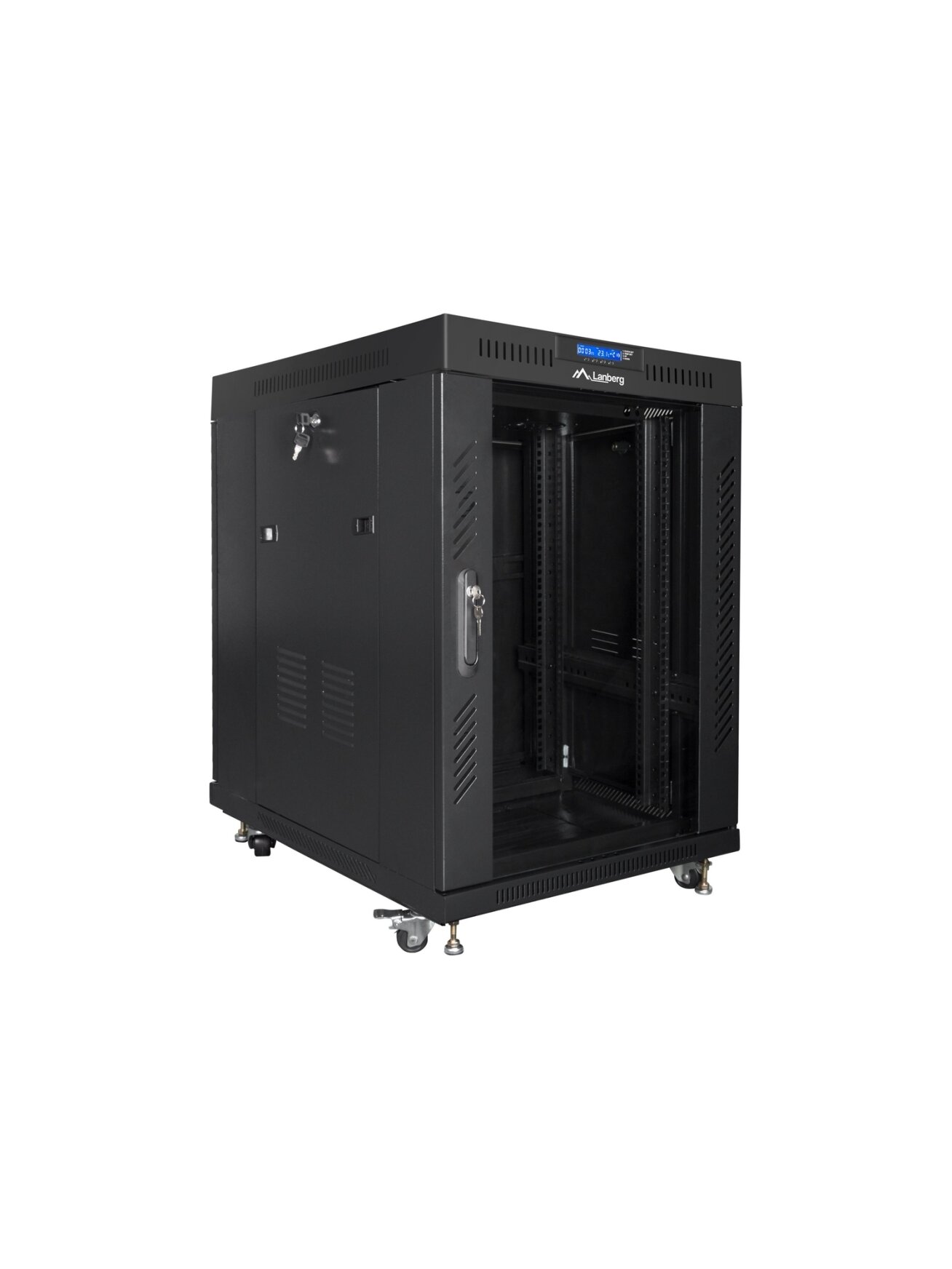 Lanberg | Rack cabinet 19" free-standing 15U/600x800 (flat pack) with glass door, LCD | FF01-6815-12BL | Black 2 Lanberg | Rack cabinet 19" free-standing 15U/600x800 (flat pack) with glass door, LCD | FF01-6815-12BL | Black 2