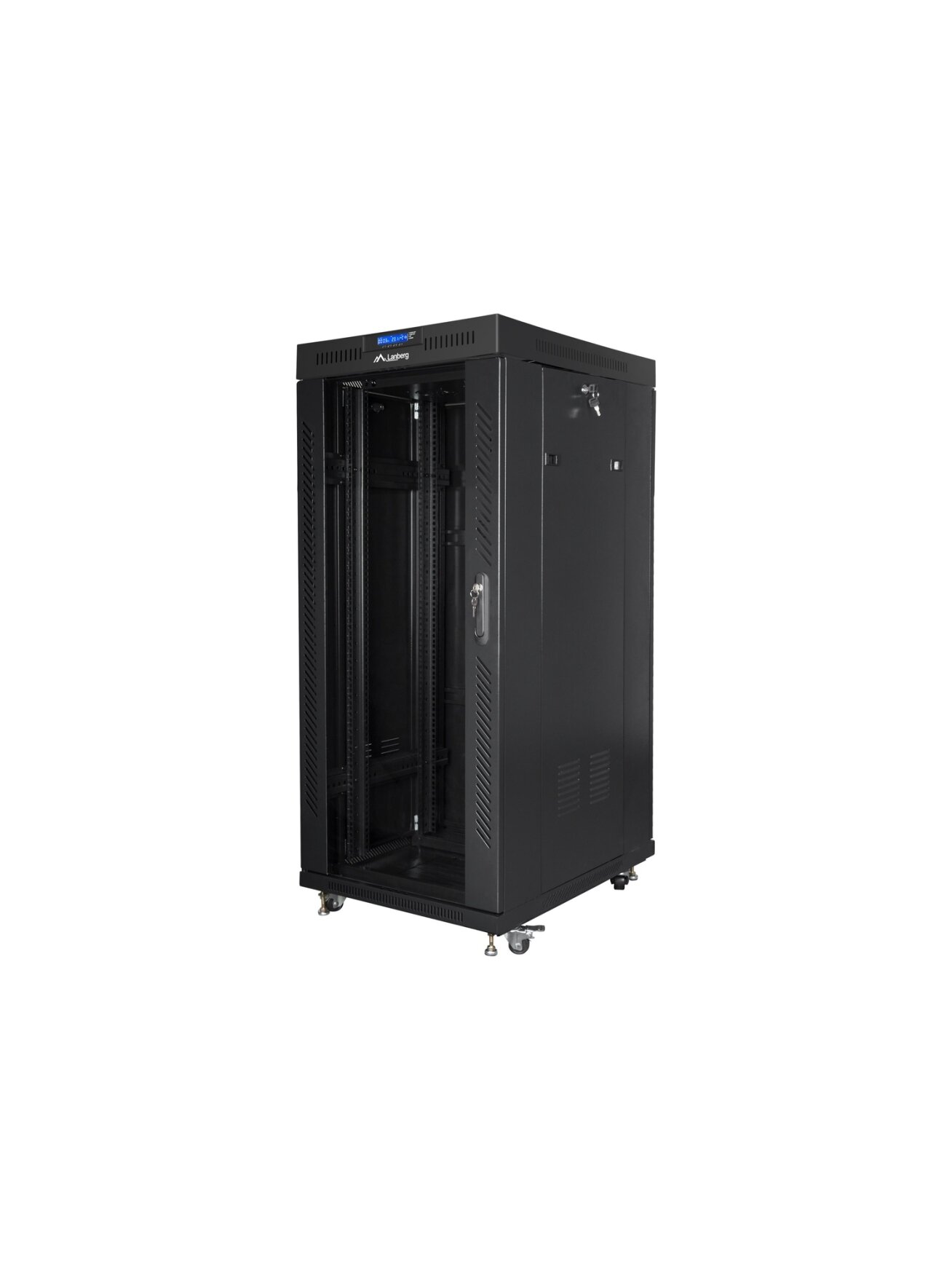 Lanberg | Rack cabinet 19" free-standing 27U/800x1000 (flat pack) with glass door, LCD | FF01-8027-12BL | Black Lanberg | Rack cabinet 19" free-standing 27U/800x1000 (flat pack) with glass door, LCD | FF01-8027-12BL | Black