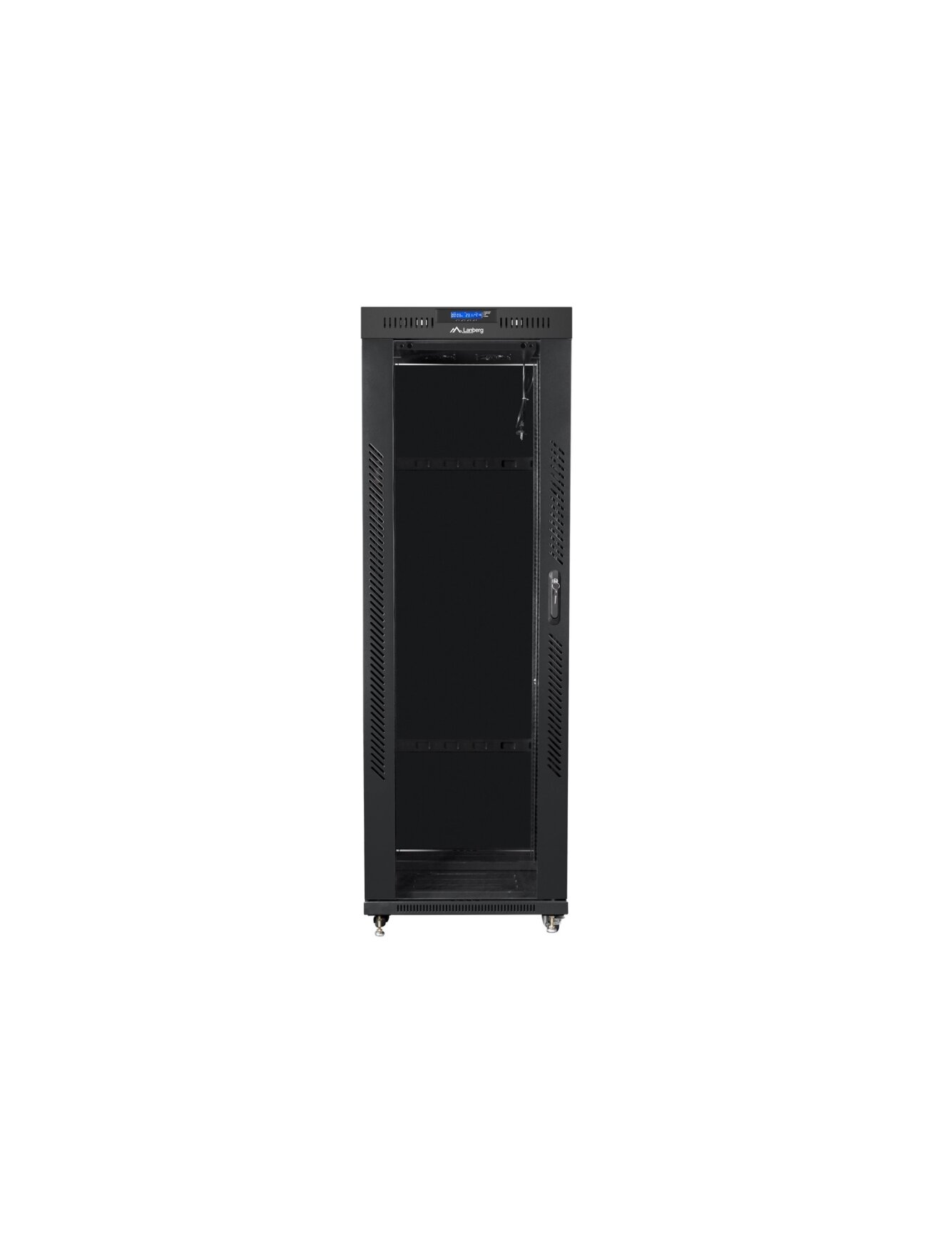 Lanberg | Rack cabinet 19" free-standing 37U/600x800 (flat pack) with glass door, LCD | FF01-6837-12BL | Black 1 Lanberg | Rack cabinet 19" free-standing 37U/600x800 (flat pack) with glass door, LCD | FF01-6837-12BL | Black 1