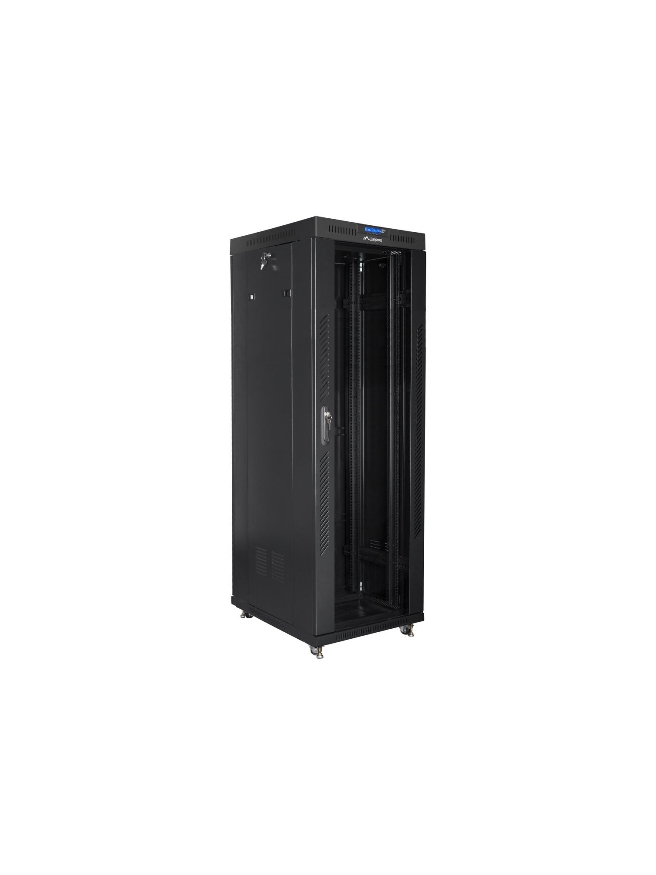 Lanberg | Rack cabinet 19" free-standing 37U/600x800 (flat pack) with glass door, LCD | FF01-6837-12BL | Black 2 Lanberg | Rack cabinet 19" free-standing 37U/600x800 (flat pack) with glass door, LCD | FF01-6837-12BL | Black 2