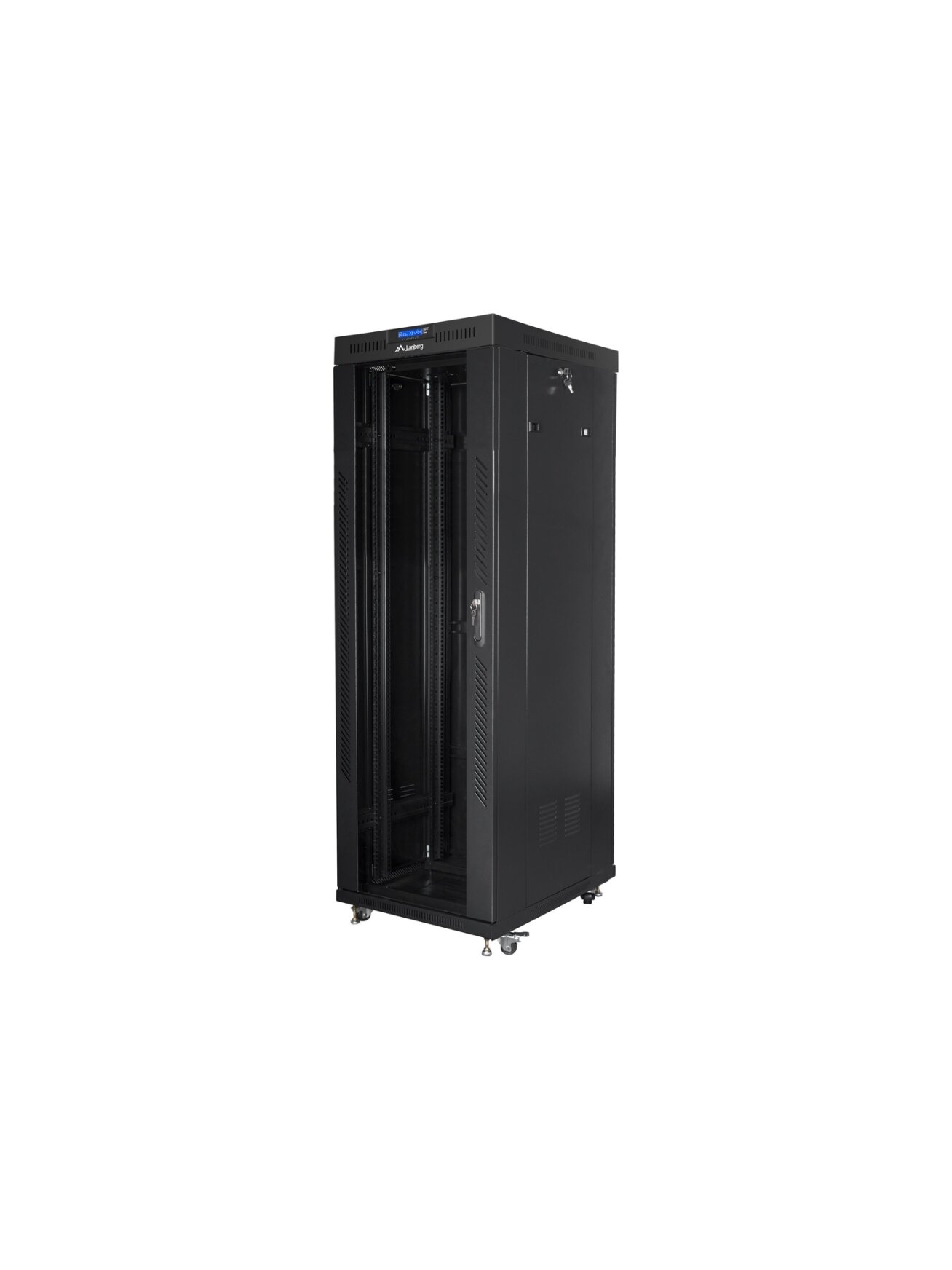 Lanberg | Rack cabinet 19" free-standing 37U/600x800 (flat pack) with glass door, LCD | FF01-6837-12BL | Black Lanberg | Rack cabinet 19" free-standing 37U/600x800 (flat pack) with glass door, LCD | FF01-6837-12BL | Black