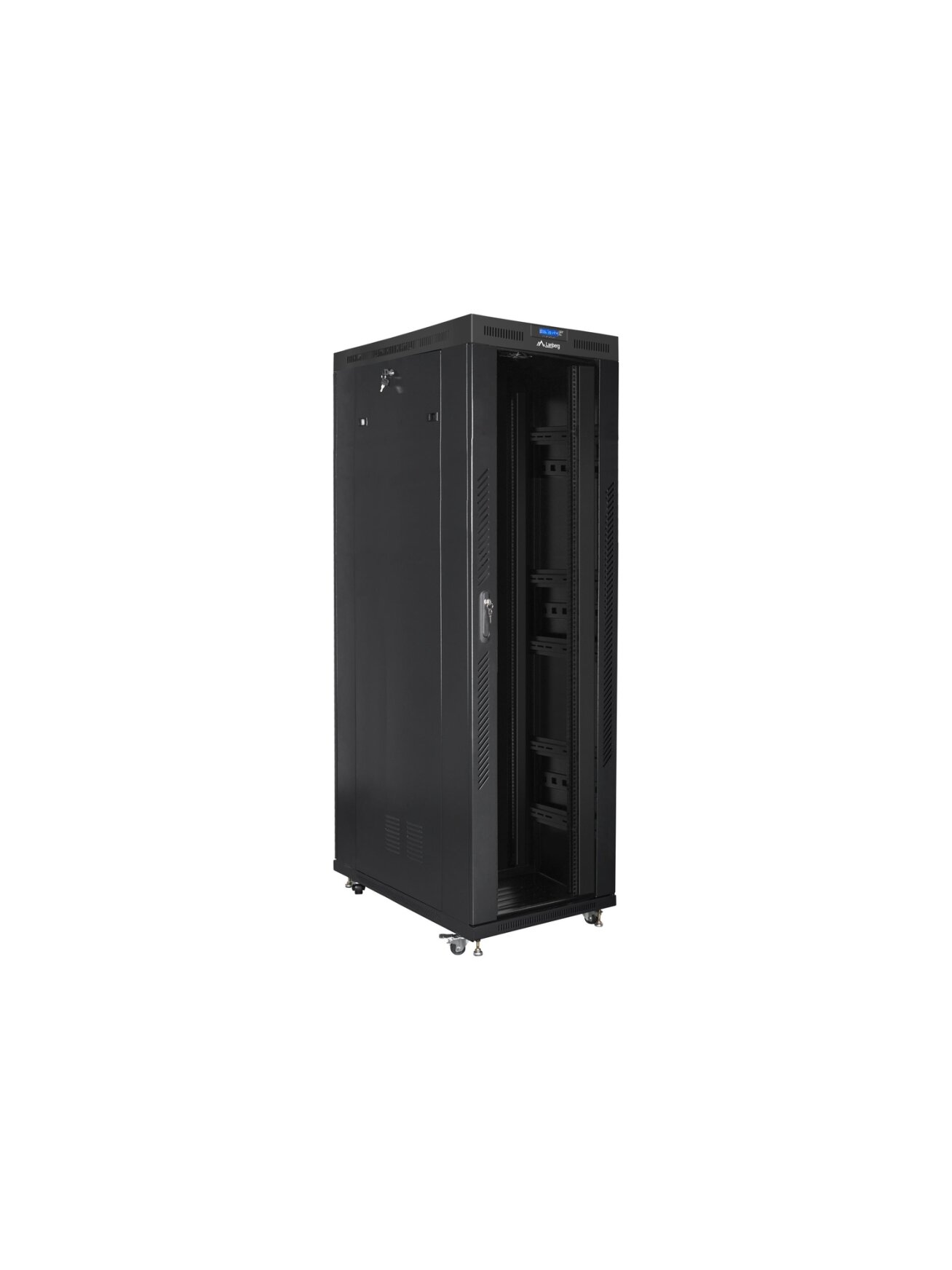 Lanberg | Rack cabinet 19" free-standing 42U/800x1200 (flat pack) with glass door, LCD | FF01-8242-12BL | Black 2 Lanberg | Rack cabinet 19" free-standing 42U/800x1200 (flat pack) with glass door, LCD | FF01-8242-12BL | Black 2