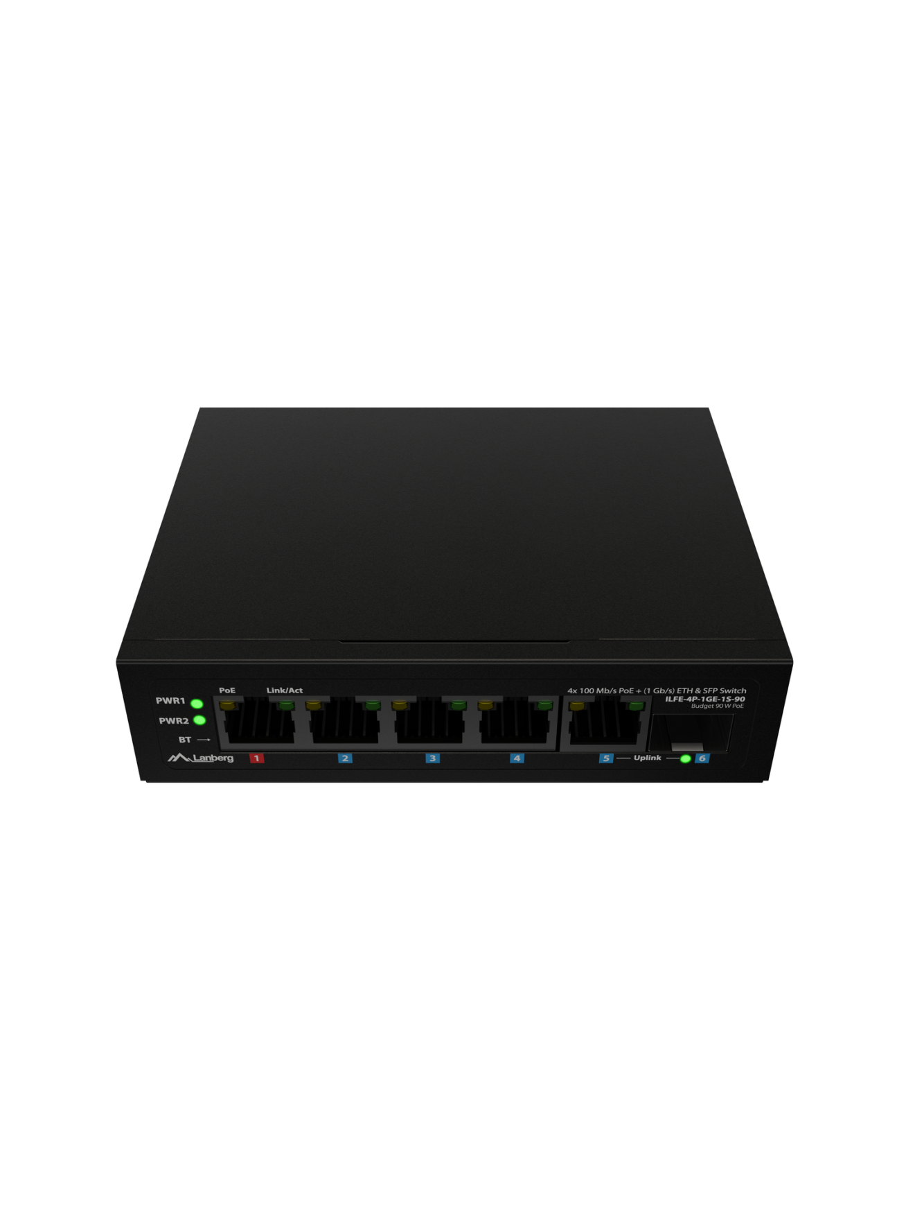 Lanberg Switch PoE 1xBT 3xAT SFP/ETH Din Unmanagment Fast Ethernet | ILFE-4P-1GE-1S-90 4 Lanberg Switch PoE 1xBT 3xAT SFP/ETH Din Unmanagment Fast Ethernet | ILFE-4P-1GE-1S-90 4
