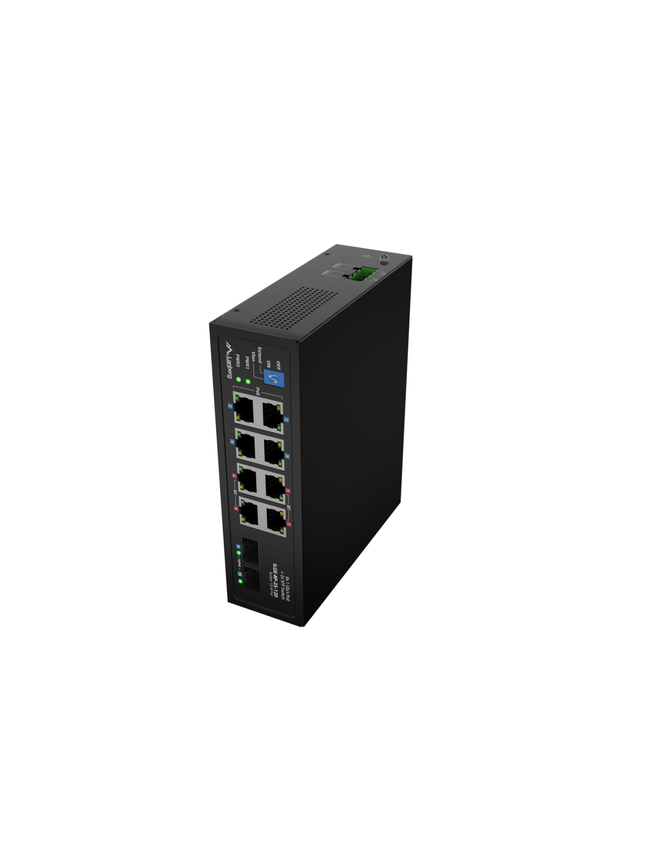 Lanberg Switch PoE 4xBT 4xAT 4xSFP Din Unmanagment Gigabit Ethernet | ILGE-8P-2S-120 | Unmanaged | Din rail 7