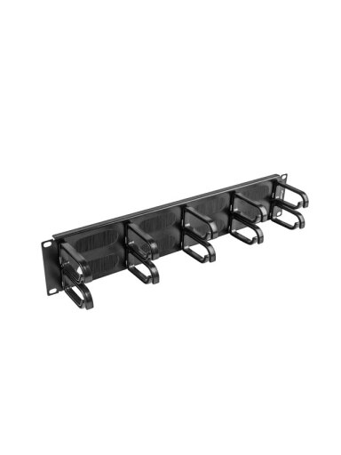 Lanberg 19" cable management brush panel 10 rings - type B 2U | AK-1204-B | Black