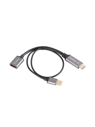 Lanberg HDMI (M) to Displayport (F) Adapter 4K on cable 20cm, Silver | AD-HD-DP-02