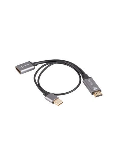 Lanberg HDMI (M) to Displayport (F) Adapter 4K on cable 20cm, Silver | AD-HD-DP-02