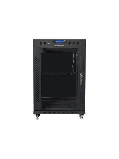 Lanberg | Rack cabinet 19" free-standing 15U/600x800 (flat pack) with glass door, LCD | FF01-6815-12BL | Black Lanberg | Rack cabinet 19" free-standing 15U/600x800 (flat pack) with glass door, LCD | FF01-6815-12BL | Black