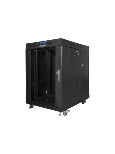 Lanberg | Rack cabinet 19" free-standing 15U/600x800 (flat pack) with glass door, LCD | FF01-6815-12BL | Black Lanberg | Rack cabinet 19" free-standing 15U/600x800 (flat pack) with glass door, LCD | FF01-6815-12BL | Black