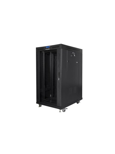 Lanberg | Rack cabinet 19" free-standing 22U/800x1000 (flat pack) with glass door | FF01-8022-12BL | Black Lanberg | Rack cabinet 19" free-standing 22U/800x1000 (flat pack) with glass door | FF01-8022-12BL | Black