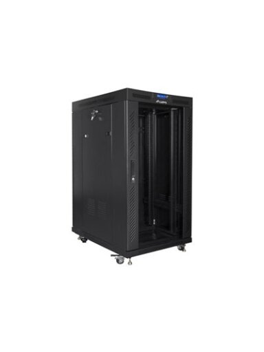 Lanberg | Rack cabinet 19" free-standing 22U/800x1000 (flat pack) with glass door | FF01-8022-12BL | Black Lanberg | Rack cabinet 19" free-standing 22U/800x1000 (flat pack) with glass door | FF01-8022-12BL | Black