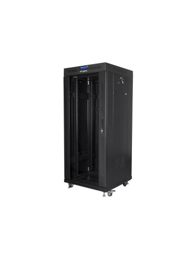 Lanberg | Rack cabinet 19" free-standing 27U/600x600 (flat pack) with glass door lCD V2 | FF01-6627-12BL | Black Lanberg | Rack cabinet 19" free-standing 27U/600x600 (flat pack) with glass door lCD V2 | FF01-6627-12BL | Black