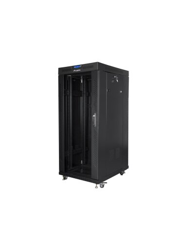 Lanberg | Rack cabinet 19" free-standing 27U/800x1000 (flat pack) with glass door, LCD | FF01-8027-12BL | Black Lanberg | Rack cabinet 19" free-standing 27U/800x1000 (flat pack) with glass door, LCD | FF01-8027-12BL | Black