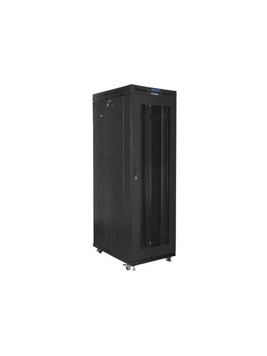 Lanberg | Rack cabinet 19" free-standing 27U/800x1000 (flat pack) with glass door, LCD | FF01-8027-23BL | Black Lanberg | Rack cabinet 19" free-standing 27U/800x1000 (flat pack) with glass door, LCD | FF01-8027-23BL | Black