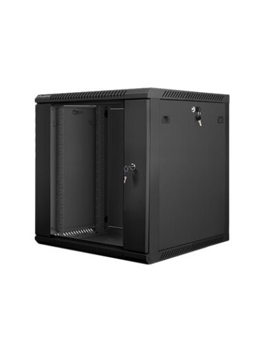 Lanberg | Rack cabinet 19" wall-mount 12U/600x600 (flat pack) with glass door | WF01-6612-10B | Black Lanberg | Rack cabinet 19" wall-mount 12U/600x600 (flat pack) with glass door | WF01-6612-10B | Black