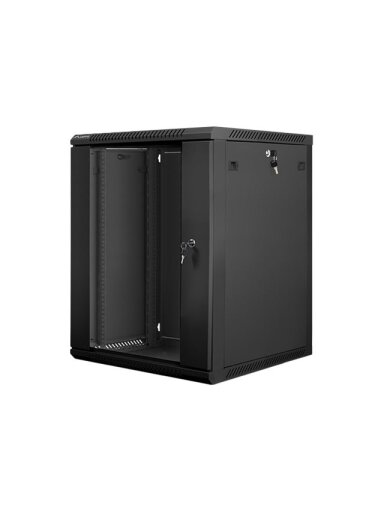 Lanberg | Rack cabinet 19" wall-mount 15U/600x600 (flat pack) with glass door | WF01-6615-10B | Black Lanberg | Rack cabinet 19" wall-mount 15U/600x600 (flat pack) with glass door | WF01-6615-10B | Black