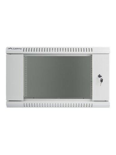 Lanberg | Rack cabinet 19" wall-mount 6U/600x450 (flat pack) with glass door | WF01-6406-10S | Grey Lanberg | Rack cabinet 19" wall-mount 6U/600x450 (flat pack) with glass door | WF01-6406-10S | Grey