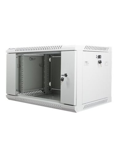 Lanberg | Rack cabinet 19" wall-mount 6U/600x450 (flat pack) with glass door | WF01-6406-10S | Grey Lanberg | Rack cabinet 19" wall-mount 6U/600x450 (flat pack) with glass door | WF01-6406-10S | Grey