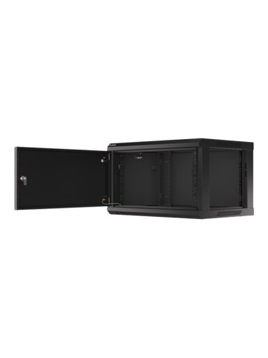 Lanberg | Rack cabinet 19" wall-mount 6U/600x450 for self-assembly with metal door (flat pack) | WF01-6406-00B | Black Lanberg | Rack cabinet 19" wall-mount 6U/600x450 for self-assembly with metal door (flat pack) | WF01-6406-00B | Black